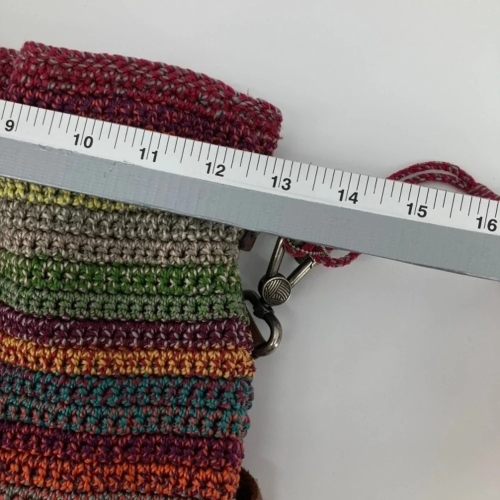 The Sak Avalon Crochet Backpack Convertible Shoulder Bag Striped Boho Drawstring